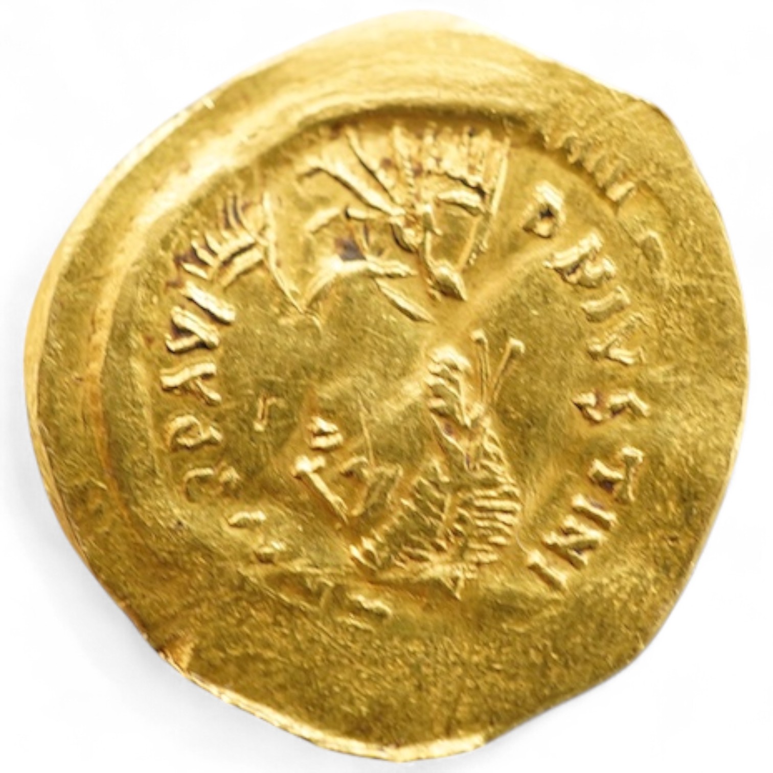 Ancient Coins, Byzantine, Justinian I (527-565 CE), gold Tremissis, obv. draped bust, rev. Victory advancing, Constantinople Mint, F, approx 1.46g